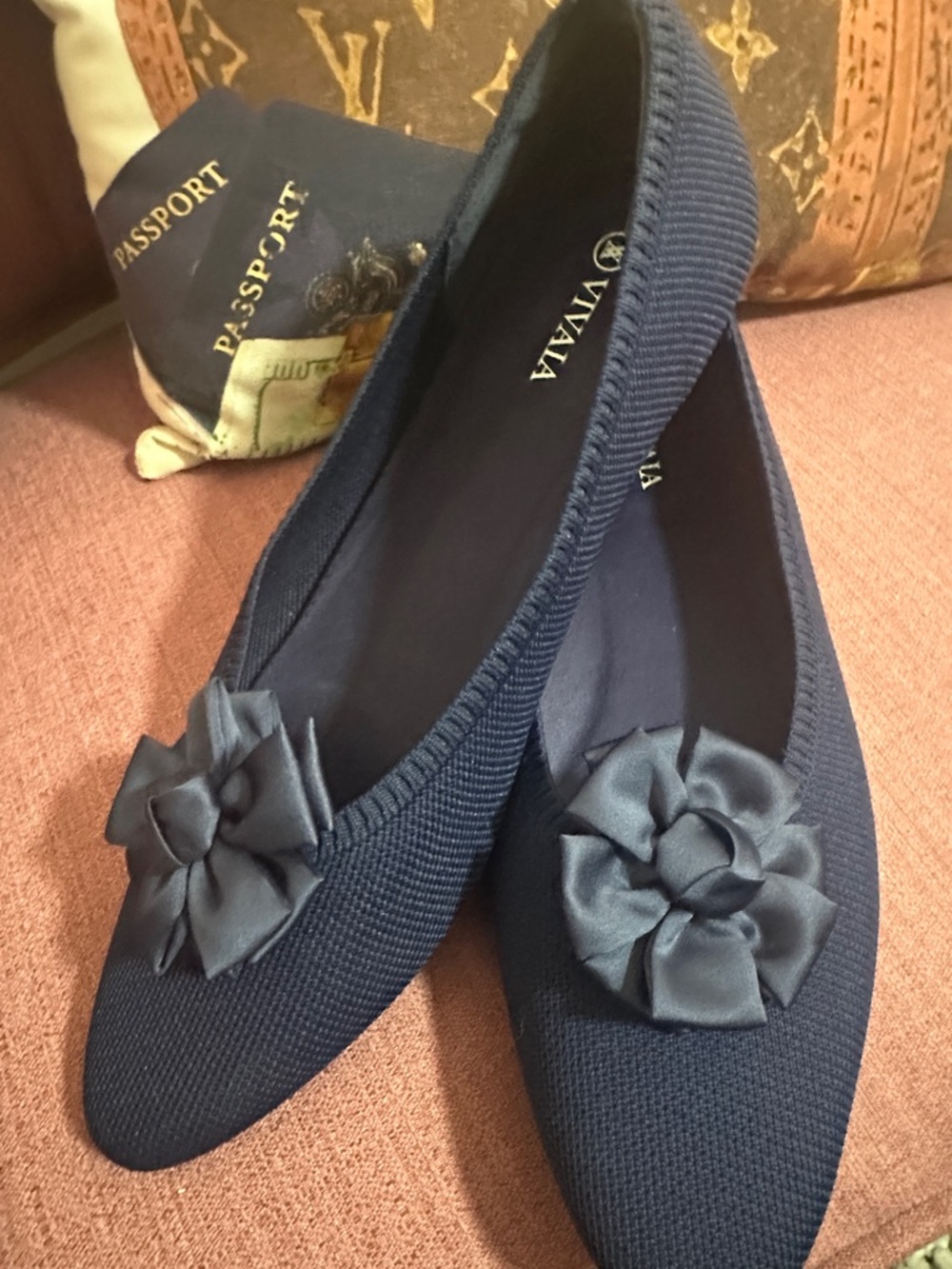 Navy Floral Ballet Flats - Elegant Women's Shoes•NWOT